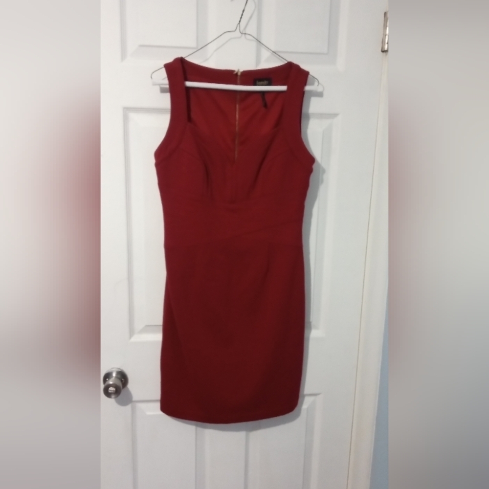 Laundry By Shelli Segal Red Sheath Midi Dress V-Neck - Picture 1 of 5